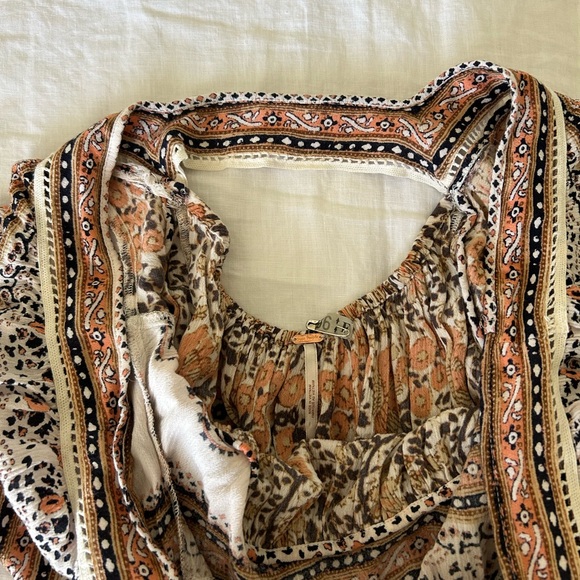Free People orange paisley Boho Tunic top - Picture 4 of 8